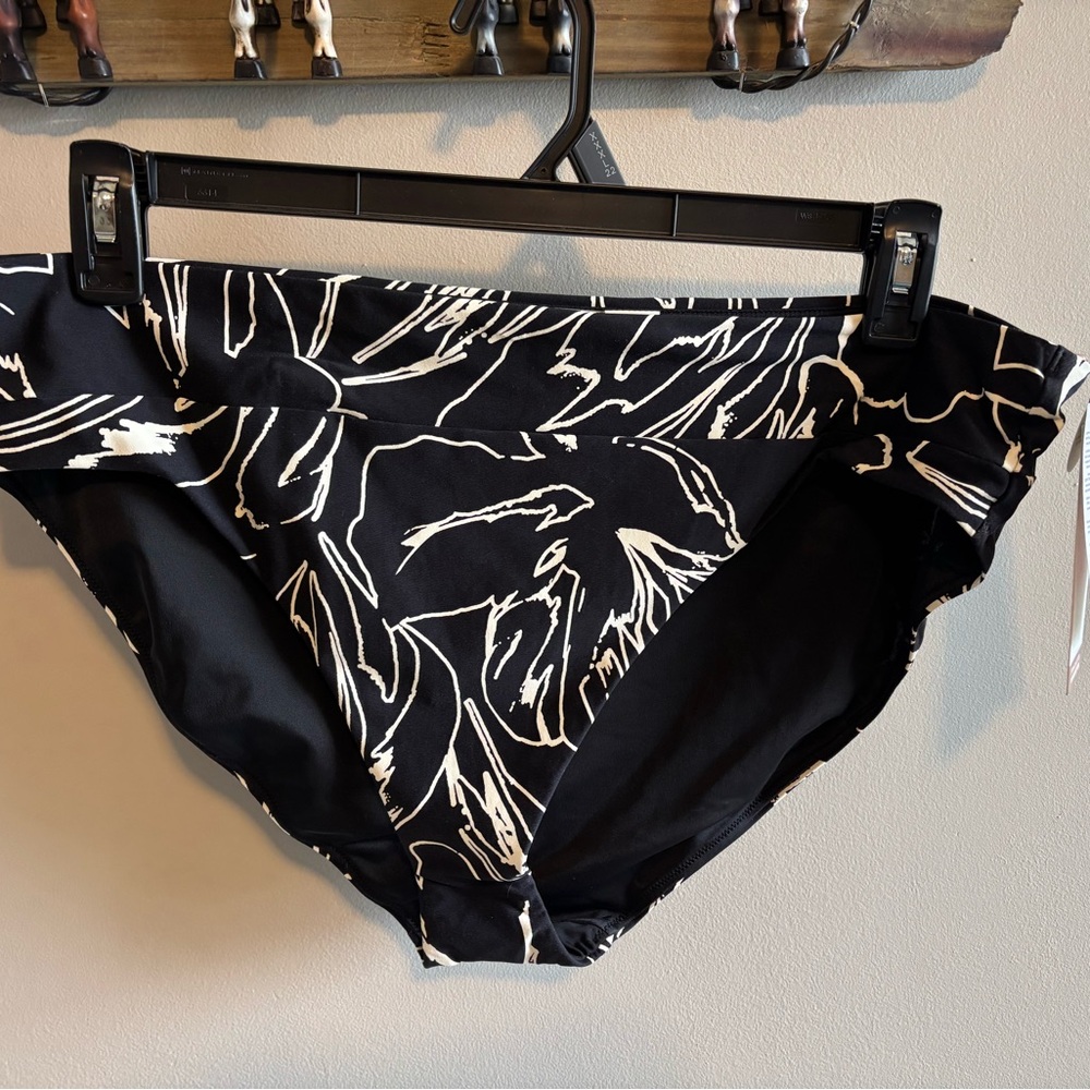 CALIA Women's Mid Rise Wide Banded High Leg Swim Bottoms